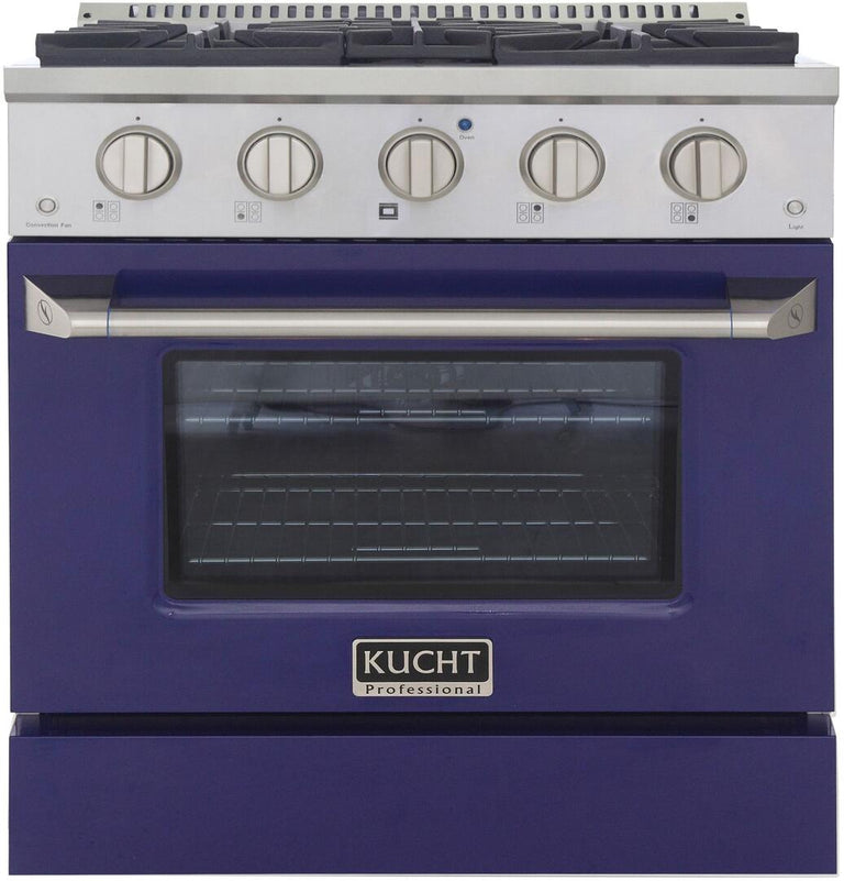 Kucht Professional 30 in. 4.2 cu ft. Propane Gas Range with Blue Door and Silver Knobs, KNG301/LP-B