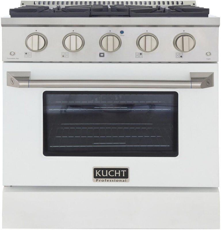 Kucht Professional 30 in. 4.2 cu ft. Natural Gas Range with White Door and Silver Knobs, KNG301-W