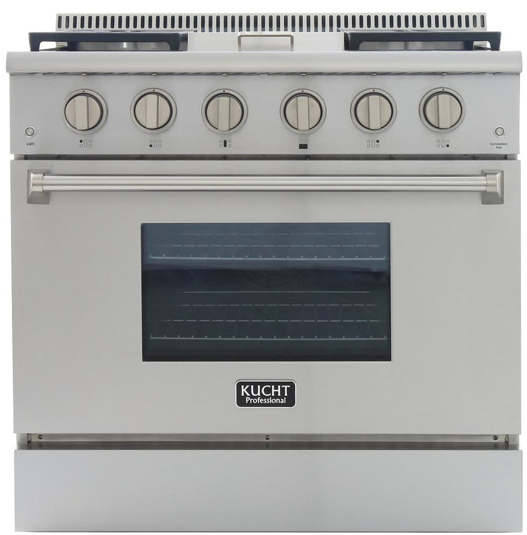 Kucht Professional 36 in. 5.2 cu ft. Natural Gas Range with Griddle and Silver Knobs, KRG3609U-S