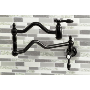 Kingston Brass Two-Handle Pot Filler in Matte Black, KS2100TAL