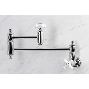 Kingston Brass Two-Handle 1-Hole Wall Mount Pot Filler in Polished Chrome, KS3101PX