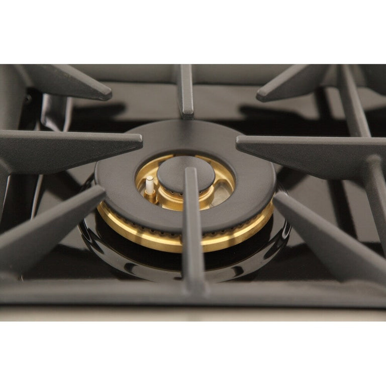 Kucht Signature 48 In. 6.7 cu ft. Propane Gas Range with White Door and Gold Accents, KNG481/LP-W-GOLD