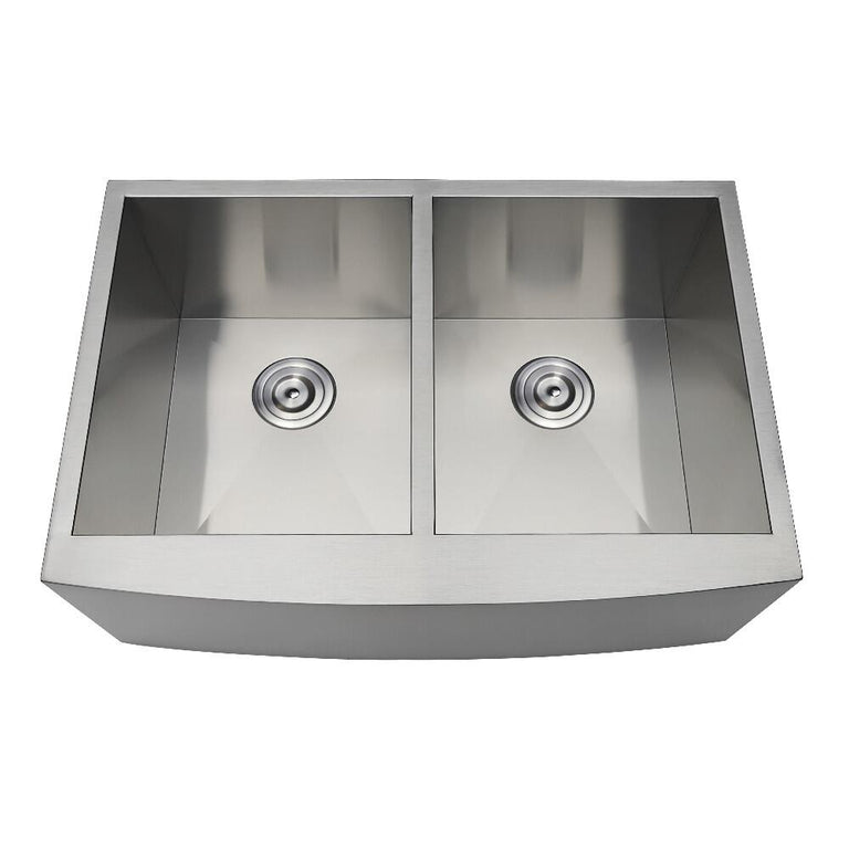 Kingston Brass 30 In. Stainless Steel Double Farmhouse Kitchen Sink, Brushed, GKUDF302110