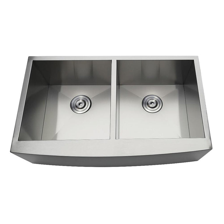 Kingston Brass 33 In. Stainless Steel Double Farmhouse Kitchen Sink, Brushed, GKUDF33209