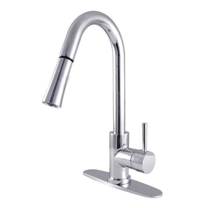 Kingston Brass Concord Pull-Down Sprayer Kitchen Faucet In Polished Chrome, LS8621DL