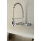Kingston Brass Concord Wall Mounted Pull-Down Sprayer Kitchen Faucet In Polished Chrome, GS8181DL