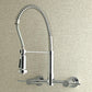Kingston Brass Concord Wall Mounted Pull-Down Sprayer Kitchen Faucet In Polished Chrome, GS8181DL