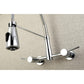 Kingston Brass Concord Two-Handle Wall Mounted Pull-Down Sprayer Kitchen Faucet in Polished Chrome, GS8281DL