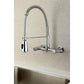 Kingston Brass Concord Two-Handle Wall Mounted Pull-Down Sprayer Kitchen Faucet in Polished Chrome, GS8281DL