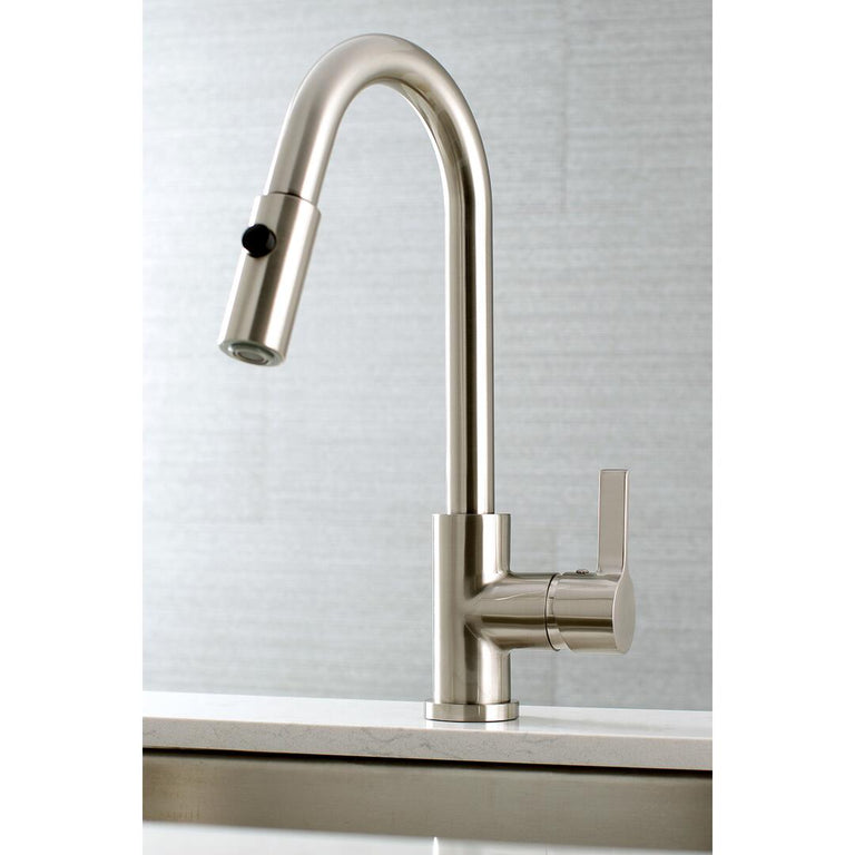 Kingston Brass Continental Pull-Down Sprayer Kitchen Faucet In Brushed Nickel, LS8788CTL