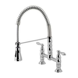 Kingston Brass Deck Mount Pull-Down Sprayer Kitchen Faucet In Polished Chrome, GS1271AL