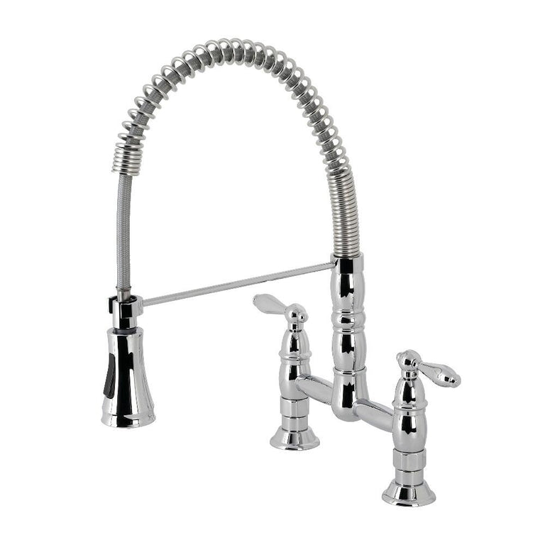 Kingston Brass Deck Mount Pull-Down Sprayer Kitchen Faucet In Polished Chrome, GS1271AL