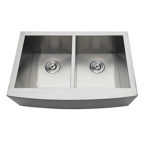 Kingston Brass 30 In. Drop-In Stainless Steel Double Bowl Farmhouse Kitchen Sink, GKTDF30209