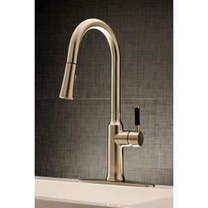 Kingston Brass Kaiser Pull-Down Sprayer Kitchen Faucet In Brushed Nickel, LS2728DKL