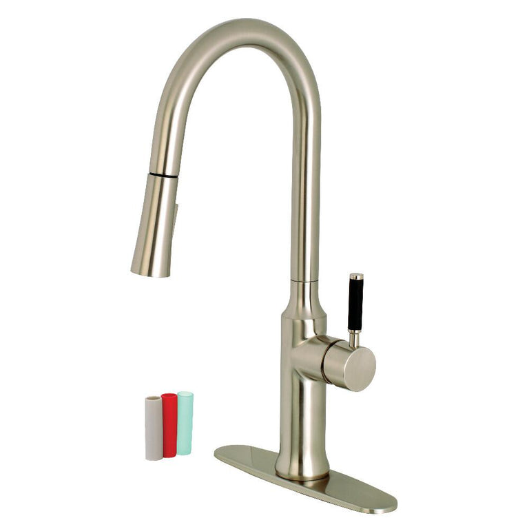 Kingston Brass Kaiser Pull-Down Sprayer Kitchen Faucet In Brushed Nickel, LS2728DKL