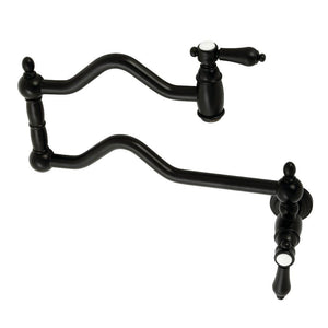 Kingston Brass Two-Handle Pot Filler In Matte Black, KS2100BAL