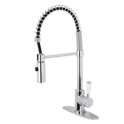 Kingston Brass Paris Pull-Down Sprayer Kitchen Faucet In Polished Chrome, LS8771DPL