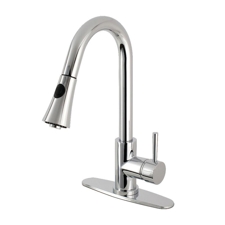Kingston Brass Single-Handle Pull-Down Sprayer Kitchen Faucet in Polished Chrome, LS8721DL