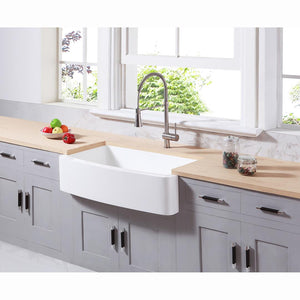 Kingston Brass 36 In. Farmhouse Single Bowl Kitchen Sink, Matte White, GKFA36229