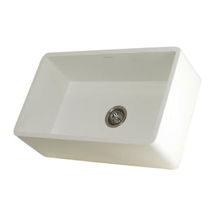 Kingston Brass 30 In. Apron Front Farmhouse Single Bowl Kitchen Sink, Matte White, GKFA301810BC