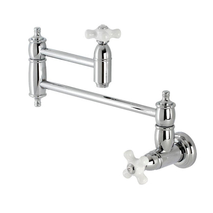 Kingston Brass Two-Handle 1-Hole Wall Mount Pot Filler in Polished Chrome, KS3101PX