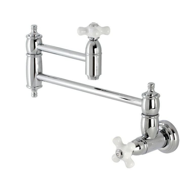 Kingston Brass Two-Handle 1-Hole Wall Mount Pot Filler in Polished Chrome, KS3101PX