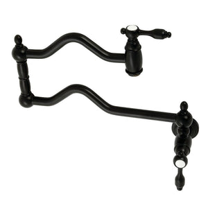 Kingston Brass Two-Handle Pot Filler in Matte Black, KS2100TAL