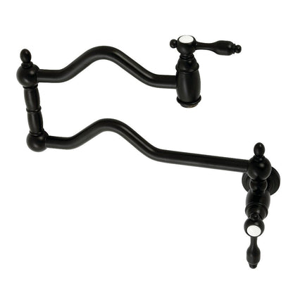 Kingston Brass Two-Handle Pot Filler in Matte Black, KS2100TAL