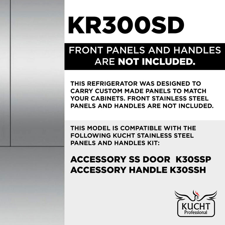 Kucht 30 Inch 16 cu. ft. Custom Panel Refrigerator, Counter Depth, KR300SD