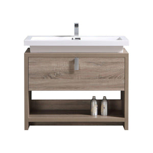 KubeBath Levi 40 in. Modern Bathroom Vanity w/ Cubby Hole - Havana Oak, L1000CO