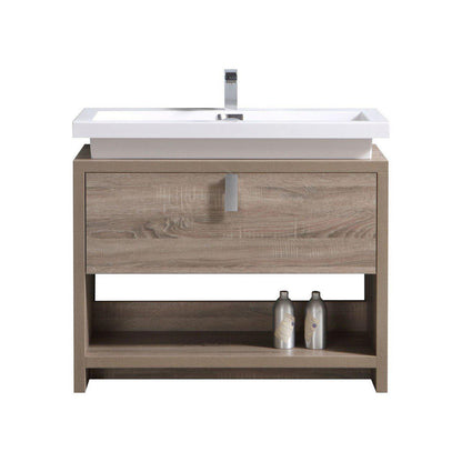 KubeBath Levi 40 in. Modern Bathroom Vanity w/ Cubby Hole - Havana Oak, L1000CO