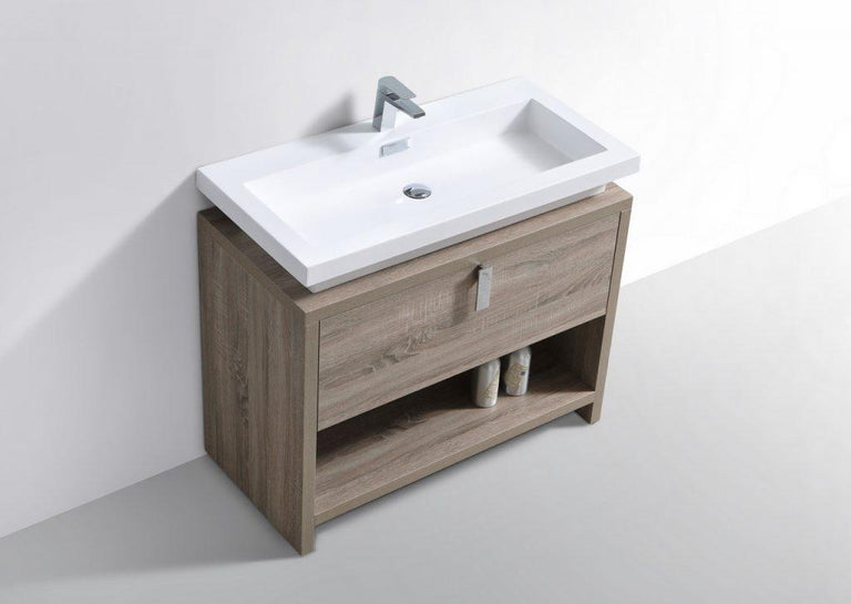 KubeBath Levi 40 in. Modern Bathroom Vanity w/ Cubby Hole - Havana Oak, L1000CO