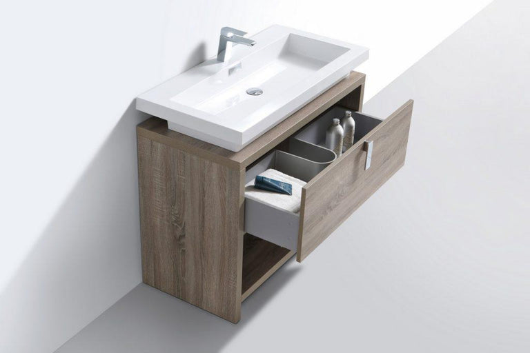 KubeBath Levi 40 in. Modern Bathroom Vanity w/ Cubby Hole - Havana Oak, L1000CO