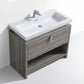 KubeBath Levi 40 in. Modern Bathroom Vanity w/ Cubby Hole - Ash Gray, L1000HGASH