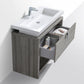 KubeBath Levi 40 in. Modern Bathroom Vanity w/ Cubby Hole - Ash Gray, L1000HGASH