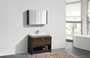 KubeBath Levi 40 in. Modern Bathroom Vanity w/ Cubby Hole - Rose Wood, L1000RW