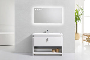 Levi 48 in. Modern Bathroom Vanity w/ Cubby Hole - High Gloss White