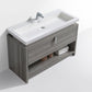 KubeBath Levi 48 in. Modern Bathroom Vanity w/ Cubby Hole - Ash Gray, L1200HGASH