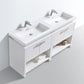 KubeBath Levi 63 in. Modern Bathroom Vanity w/ Cubby Hole - High Gloss White, L1600GW