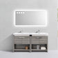 KubeBath Levi 63 in. Modern Bathroom Vanity w/ Cubby Hole - Ash Gray, L1600HGASH