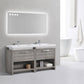 KubeBath Levi 63 in. Modern Bathroom Vanity w/ Cubby Hole - Ash Gray, L1600HGASH
