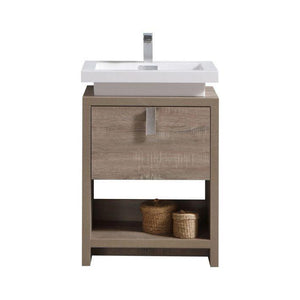 KubeBath Levi 24 in. Modern Bathroom Vanity w/ Cubby Hole - Havana Oak, L600CO