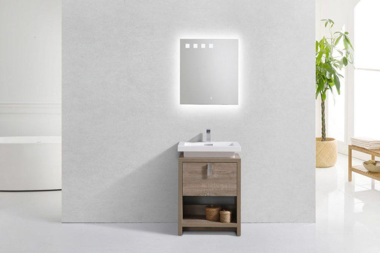 KubeBath Levi 24 in. Modern Bathroom Vanity w/ Cubby Hole - Havana Oak, L600CO