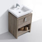 KubeBath Levi 24 in. Modern Bathroom Vanity w/ Cubby Hole - Havana Oak, L600CO