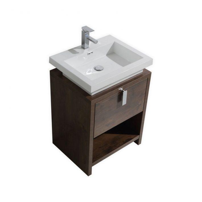 KubeBath Levi 24 in. Modern Bathroom Vanity w/ Cubby Hole - Rose Wood, L600RW
