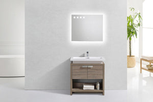 KubeBath Levi 32 in. Modern Bathroom Vanity w/ Cubby Hole - Havana Oak, L800CO