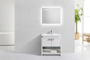 Levi 32 in. Modern Bathroom Vanity w/ Cubby Hole - High Gloss White