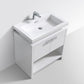 Levi 32 in. Modern Bathroom Vanity w/ Cubby Hole - High Gloss White