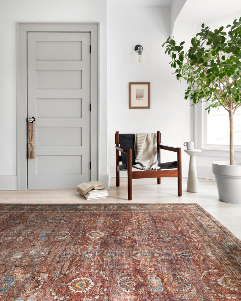 Loloi II Layla Collection Rug in Brick, Blue - 2'0" x 5'0"