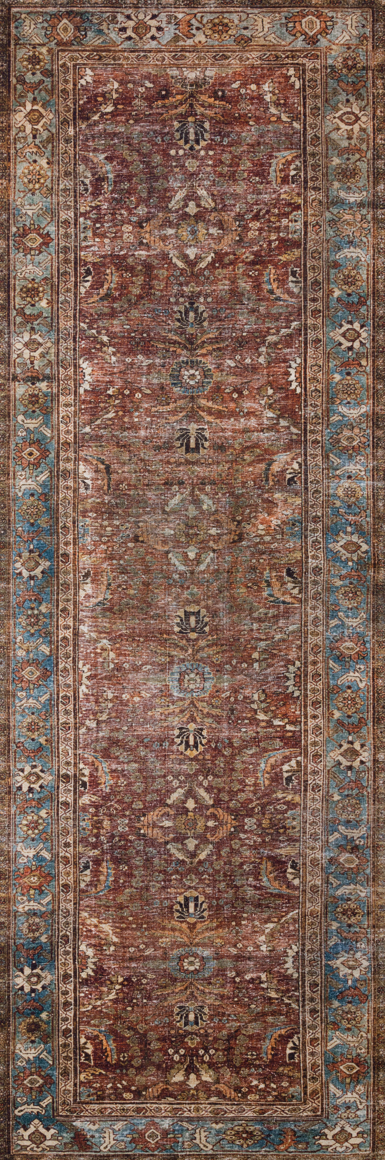 Loloi II Layla Collection Rug in Brick, Blue - 2'6" x 9'6"